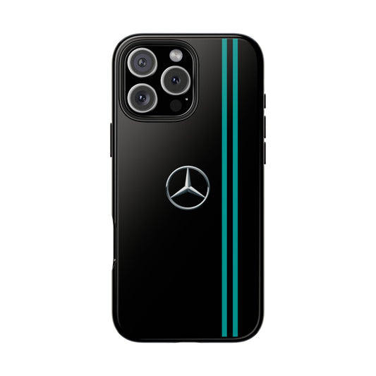 "Mercedes Logo with Blue Stripe" - IPhone Case